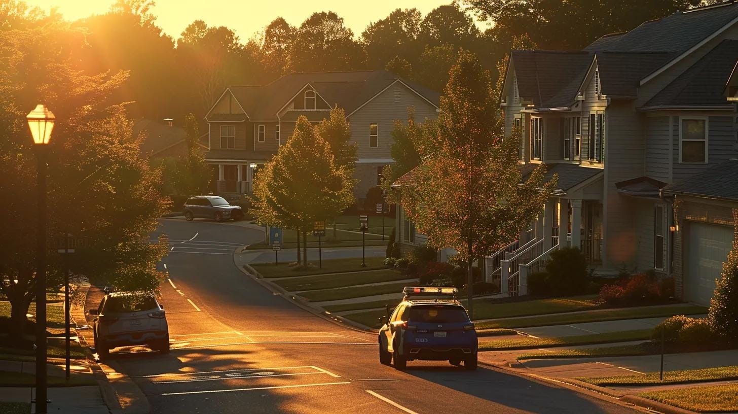 Mobile Security Patrol: How Mobile Security Can Protect Your Business 6 a dynamic and attentive mobile security patrol is diligently monitoring a bustling suburban community in georgia, showcasing the effective protection of residences complemented by modern surveillance technology.