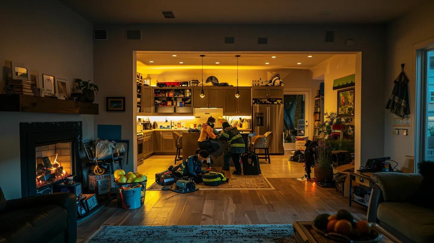 Active Threat Training for Homeowners: How to Stay Prepared for Emergencies 2 a focused indoor training session unfolds in a modern home, showcasing a group of homeowners engaged in a realistic emergency drill, surrounded by emergency response kits and instructional materials, all illuminated by bright, artificial lighting that emphasizes their serious engagement.