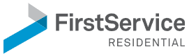 FirstService Residential logo with geometric blue and gray shapes to the left of the company name in dark gray text, reflecting professionalism in investigation and security services.