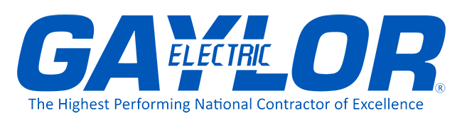 Gaylor Electric logo with the slogan "The Highest Performing National Contractor of Excellence" in blue text, highlighting expertise in investigation and security.