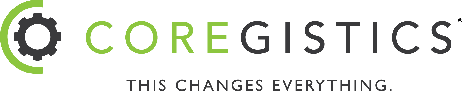Coregistics logo featuring a gear icon, symbolizing investigation and security, with the tagline "THIS CHANGES EVERYTHING." in capital letters below the company name.