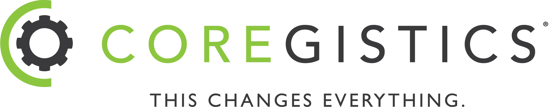 Coregistics logo featuring a gear icon, symbolizing investigation and security, with the tagline "THIS CHANGES EVERYTHING." in capital letters below the company name.