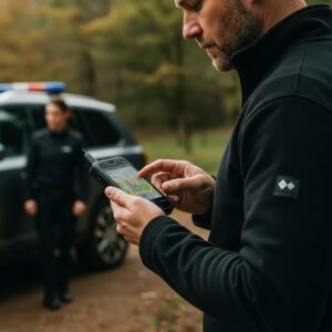 Blog 1 Private investigator using GPS tracking technology outdoors