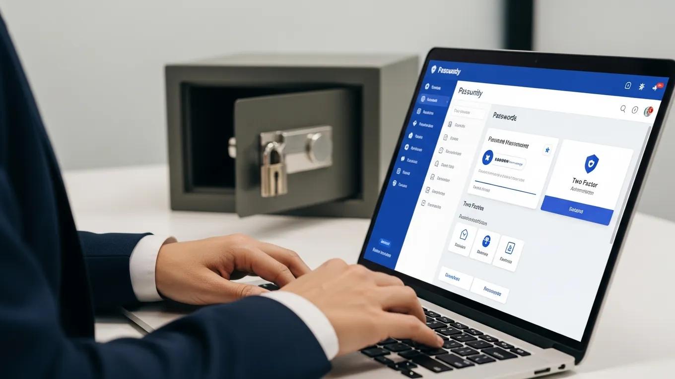 Person using security software to prevent identity theft